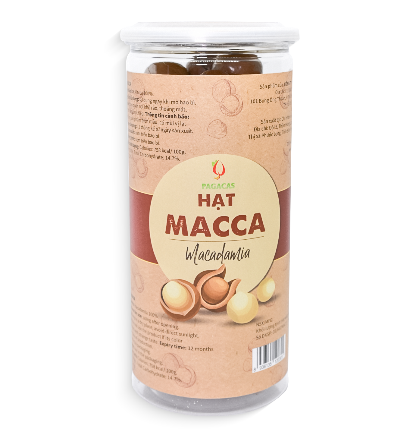 Pagacas macadamia nuts - 500g jar